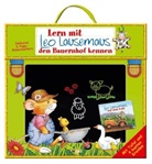 Marco Campanella - Lern mit Leo Lausemaus den Bauernhof kennen, Bücher-Koffer m. Tafel u. 4 bunten Kreiden
