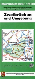 Topographische Karte Rheinland-Pfalz Zweibrücken und Umgebung