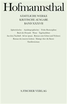 Hugo Hofmannsthal, Hugo von Hofmannsthal, Elle Ritter, Ellen Ritter - Sämtliche Werke, Kritische Ausg. - Bd. 37: Aphoristisches, Autobiographisches, Frühe Romanpläne