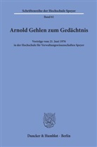Arnold Gehlen zum Gedächtnis.