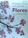 Pintura china con pincel de flores