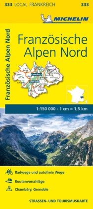 MICHELI,  Michelin - Michelin Karte Französische Alpen Nord. Isère, Savoie - Straßen- und Tourismuskarte 1:150.000; Auflage 2020. Radwege und autofreie Wege, Routenvorschläge, Stadtpläne: Chambéry, Grenoble