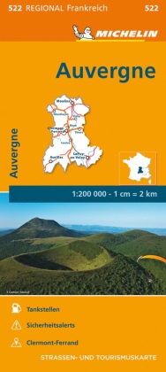 Michelin - Michelin Karte Auvergne, Limousin - Straßen- und Tourismuskarte. Tankstellen, Sicherheitsalerts, Stadtpläne: Clermont-Fd, Limoges