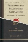 Unknown Author - Programm des Stadtischen Gymnasiums