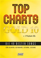 Helmu Hage, Helmut Hage - Top Charts Gold, für Klavier, Keyboard, Gitarre, Gesang, m. 2 Audio-CDs. Bd.10