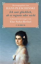 Else Sohn-Rethel, Han Pleschinski, Hans Pleschinski - 'Ich war glücklich, ob es regnete oder nicht'