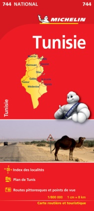 Carte nationale 744,  Michelin,  NATIONAL,  XXX - Tunisie 1:800 000