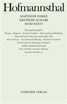 Hugo Hofmannsthal, Hugo von Hofmannsthal, Katja Kaluga, Donat Miehe, Donata Miehe, Ellen Ritter... - Sämtliche Werke - Kritische Ausgabe - Bd. 36: Herausgebertätigkeit
