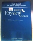 Holt Rinehart &amp; Winston, Holt Rinehart and Winston - Holt Science & Technology: Study Guide B with Directed Reading Worksheets Grade 8 Physical Science
