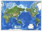 US Geological Survey - Physikalische Weltkarte mit Pazifik-Ansicht, Planokarte