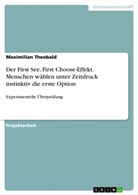 Maximilian Theobald - Der First See, First Choose-Effekt. Menschen wählen unter Zeitdruck instinktiv die erste Option