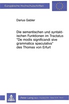 Darius Gabler - Die semantischen und syntaktischen Funktionen im Tractatus "De modis significandi sive grammatica speculativa" des Thomas von Erfurt