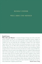Rudolf Steiner, Andrea / Leubin, Andrea Leubin, Rudolf Steiner Nachlassverwaltung - Welt, Erde und Mensch, deren Wesen und Entwickelung sowie ihre Spiegelung in dem Zusammenhang zwischen ägyptischem Mythos und gegenwärtiger Kultur
