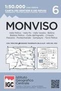 IGC Wanderkarte Monviso - Valle Pellice, Valle Po, Valle Varaita, Bellino, Bobbio Pellice, Colle dell'Agnello, Crissolo, Paesana, Pontechianale, Sampeyre, Torre Pellice. Carta dei sentieri e dei rifugi; Carte des sentiers et refuges; Hiking map