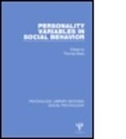 Thomas Blass, Thomas (University of Maryland Baltimore Co Blass, Thomas Blass, Thomas (University of Maryland Baltimore County) Blass, Blass Thomas - Personality Variables in Social Behavior