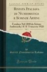 Società Numismatica Italiana - Rivista Italiana di Numismatica e Scienze Affini, Vol. 3