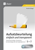 Norbert Berger - Aufsatzbeurteilung einfach und transparent 5-7, m. 1 CD-ROM