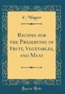 E. Wagner - Recipes for the Preserving of Fruit, Vegetables, and Meat (Classic Reprint)