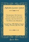 Methodist Summer School - Programme, Methodist Young People's Summer School for the Study of the Bible and Missions