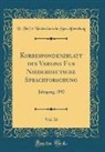 V. Fu¨r Niederdeutsche Sprachforschung, V. Für Niederdeutsche Sprachforschung - Korrespondenzblatt des Vereins für Niederdeutsche Sprachforschung, Vol. 16
