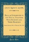 Ontario Legislative Assembly - Bills as Introduced in the House, Together With Reprints and Third Readings