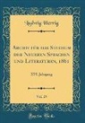 Ludwig Herrig - Archiv für das Studium der Neueren Sprachen und Literaturen, 1861, Vol. 29