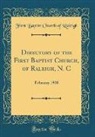 First Baptist Church of Raleigh - Directory of the First Baptist Church, of Raleigh, N. C