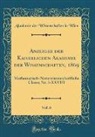 Akademie Der Wissenschaften In Wien - Anzeiger der Kaiserlichen Akademie der Wissenschaften, 1869, Vol. 6