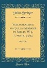Julius Springer - Verlagskatalog von Julius Springer in Berlin, W. 9, Linkstr. 23/24