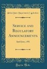 United States Department Of Agriculture - Service and Regulatory Announcements