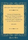 United States Department Of Agriculture - Titles of Completed Theses in Home Economics and Related Fields in Colleges and Universities of the United States