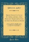 Unknown Author - Brevis Expositio Causæ Et Appellationis a Rmo Episcopo Marianopolitano Ad Sanctam Romanam Sedem