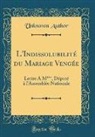 Unknown Author - L'Indissolubilité du Mariage Vengée