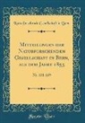 Naturforschende Gesellschaft In Bern - Mitteilungen der Naturforschenden Gesellschaft in Bern, aus dem Jahre 1855
