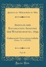Akademie Der Wissenschaften In Wien - Anzeiger der Kaiserlichen Akademie der Wissenschaften, 1899, Vol. 36