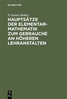 F Gustav Mehler, F. Gustav Mehler - Hauptsätze der Elementar-Mathematik zum Gebrauche an höheren Lehranstalten