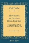 Paul Voelkel - Programme du Collège Royal Français