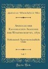 Akademie Der Wissenschaften In Wien - Anzeiger der Kaiserlichen Akademie der Wissenschaften, 1870, Vol. 7