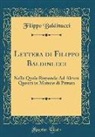 Filippo Baldinucci - Lettera di Filippo Baldinucci