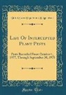 United States Department Of Agriculture - List Of Intercepted Plant Pests