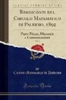 Circolo Matematico Di Palermo - Rendiconti del Circolo Matematico di Palermo, 1892, Vol. 6