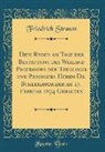 Friedrich Strauß - Drei Reden am Tage der Bestattung des Weiland Professors der Theologie und Predigers Herrn Dr. Schleiermacher am 15. Februar 1834 Gehalten (Classic Reprint)