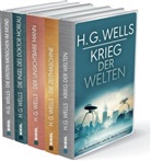 H G Wells, H. G. Wells, H.g. Wells - H.G.Wells, Krieg der Welten - Die Zeitmaschine - Die Insel des Dr. Moreau - Der unsichtbare Mann - Die ersten Menschen im Mond, 5 Bde.