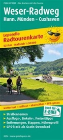 PUBLICPRESS Leporello Radtourenkarte Weser-Radweg, Hann. Münden - Cuxhaven