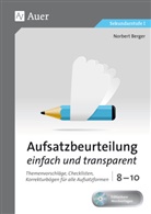 Norbert Berger - Aufsatzbeurteilung einfach und transparent 8-10, m. 1 CD-ROM