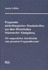 Anette Löffler - Fragmente nicht-liturgischer Handschriften aus dem Historischen Staatsarchiv Königsberg