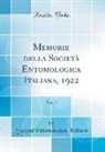 Società Entomologica Italiana - Memorie della Società Entomologica Italiana, 1922, Vol. 1 (Classic Reprint)