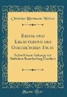 Christian Hermann Weisse - Kritik und Erläuterung des Goethe'schen Faust