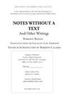 Roberto Bazlen, Roberto/ Andriesse Bazlen - Notes Without a Text and Other Writings