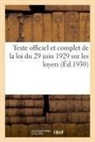 Anonyme, Sans Auteur, Sans Auteur - Loi du 29 juin 1929 sur les